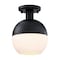 Designers Fountain Linden 8 in. 1-Light Matte Black Mid-Century Modern Semi Flush Mount with Etched Opal Glass Shade D321M-SF-MB - alternate 3